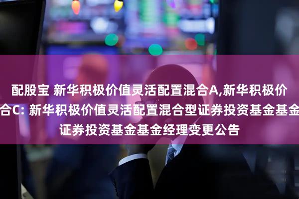 配股宝 新华积极价值灵活配置混合A,新华积极价值灵活配置混合C: 新华积极价值灵活配置混合型证券投资基金基金经理变更公告