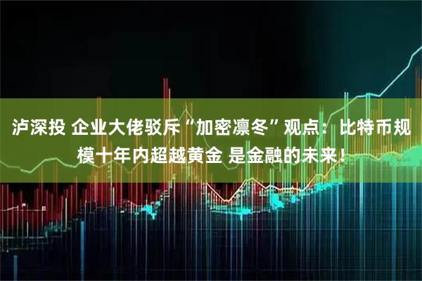 泸深投 企业大佬驳斥“加密凛冬”观点：比特币规模十年内超越黄金 是金融的未来！